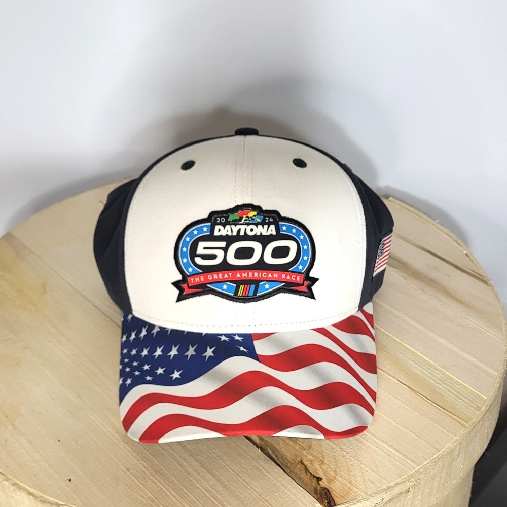 CFS Mens Daytona 500 2024 Great American Race Hat American Flag Navy White OSFM